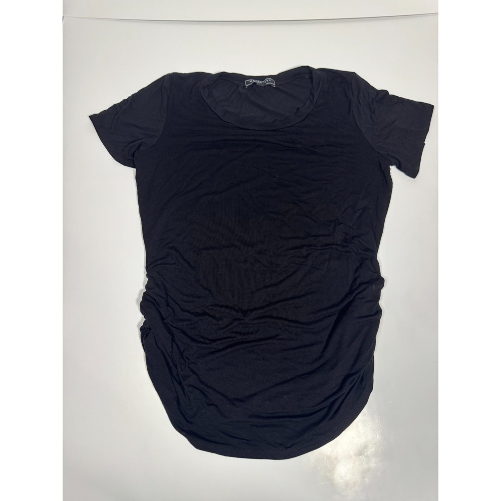Maternity Vibes T Shirt Women Large Black Ruched Sides Curved Hem Outdoor Casual